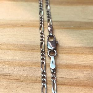 925/sterling silver figaro chain vintage bracelet 8”
